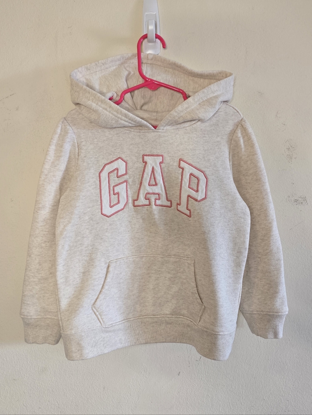 Baby GAP Hoodie Pullover Gray Pink Logo Girls Size 5 Cozy Cotton
